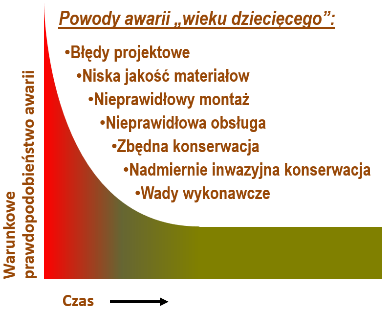 Główne powody awarii „wieku dziecięcego” wg RCM2.