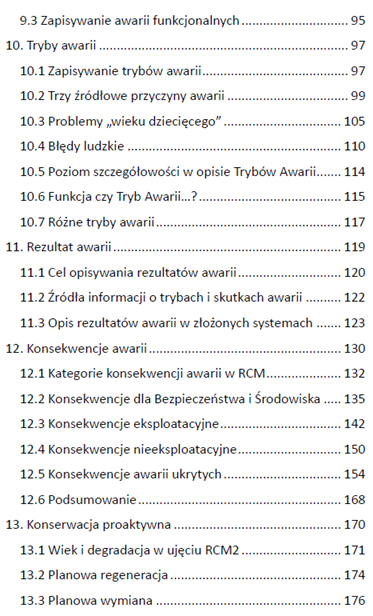 Spis treści książki Utrzymanie Ruchu Zorientowane na Niezawodność: RCM w teorii i praktyce